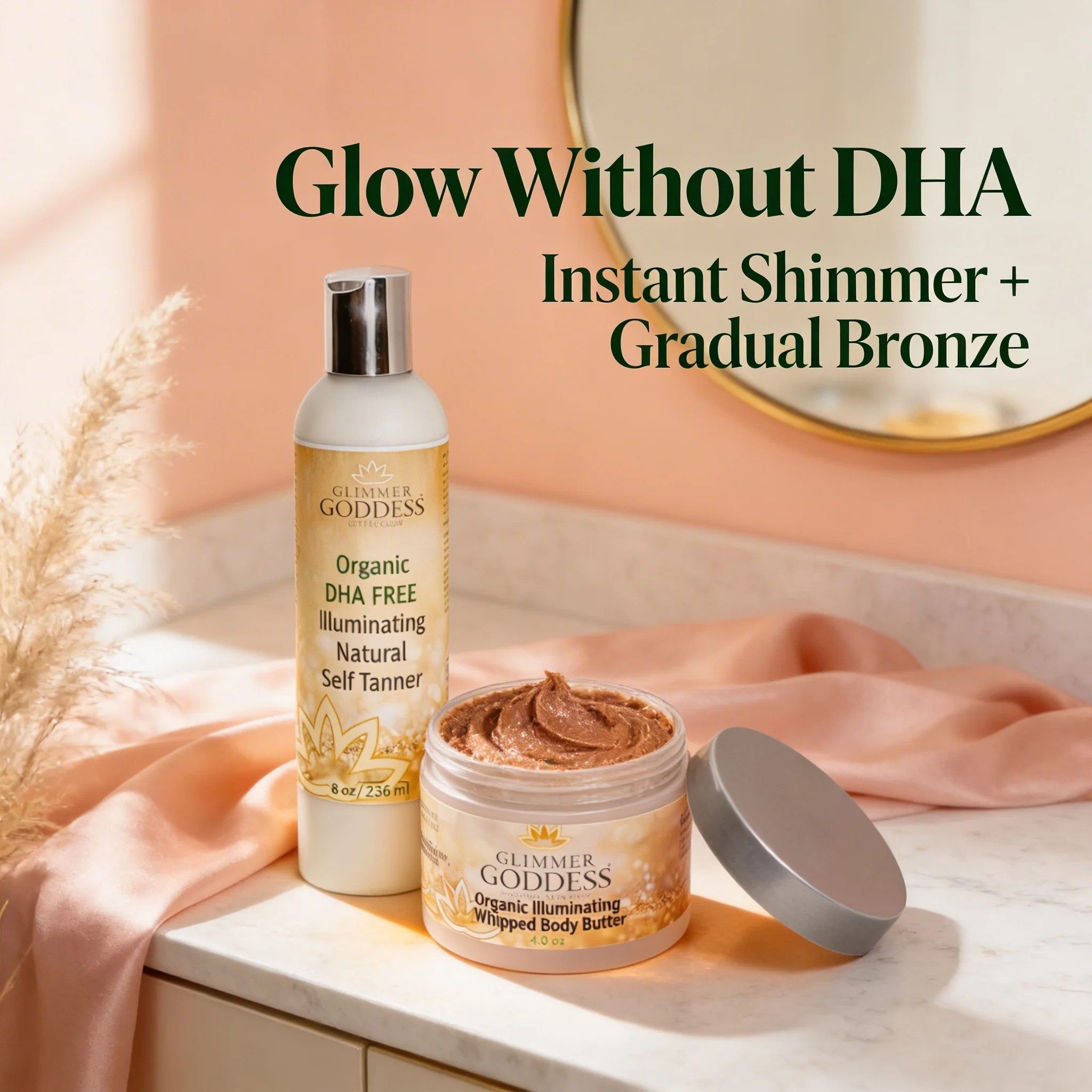 Best Organic DHA-Free Self Tanner + Bronzing Shimmer Bundle - Image 2
