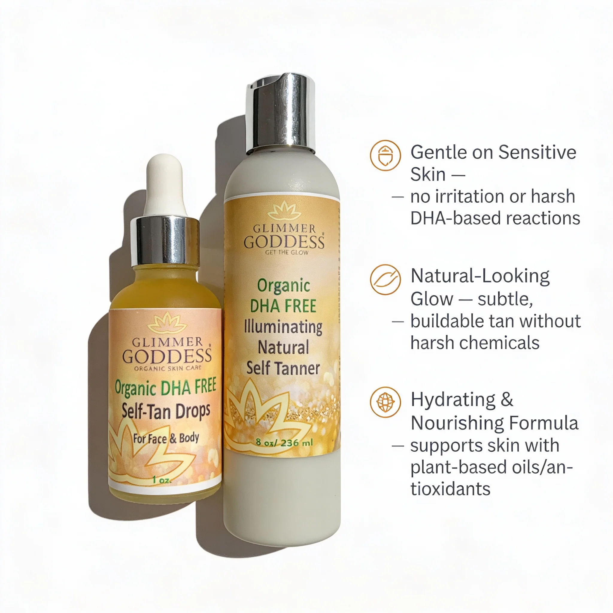 DHA-Free Self Tanner Bundle – Lotion + Drops for Natural Glow Without Smell or Orange Tones - Image 7