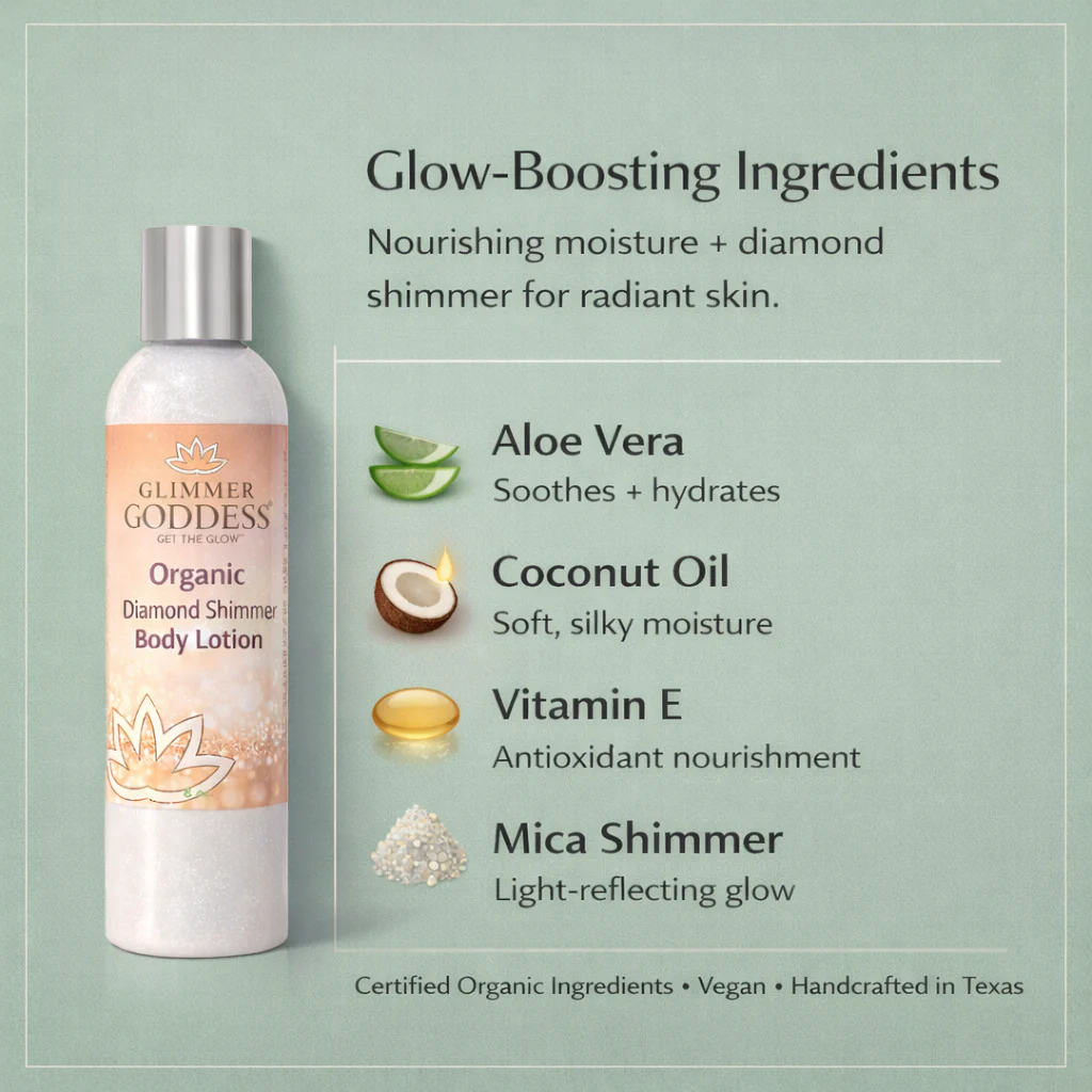 Organic Diamond Shimmer Body Lotion – Buildable Luminous Glow - Image 5