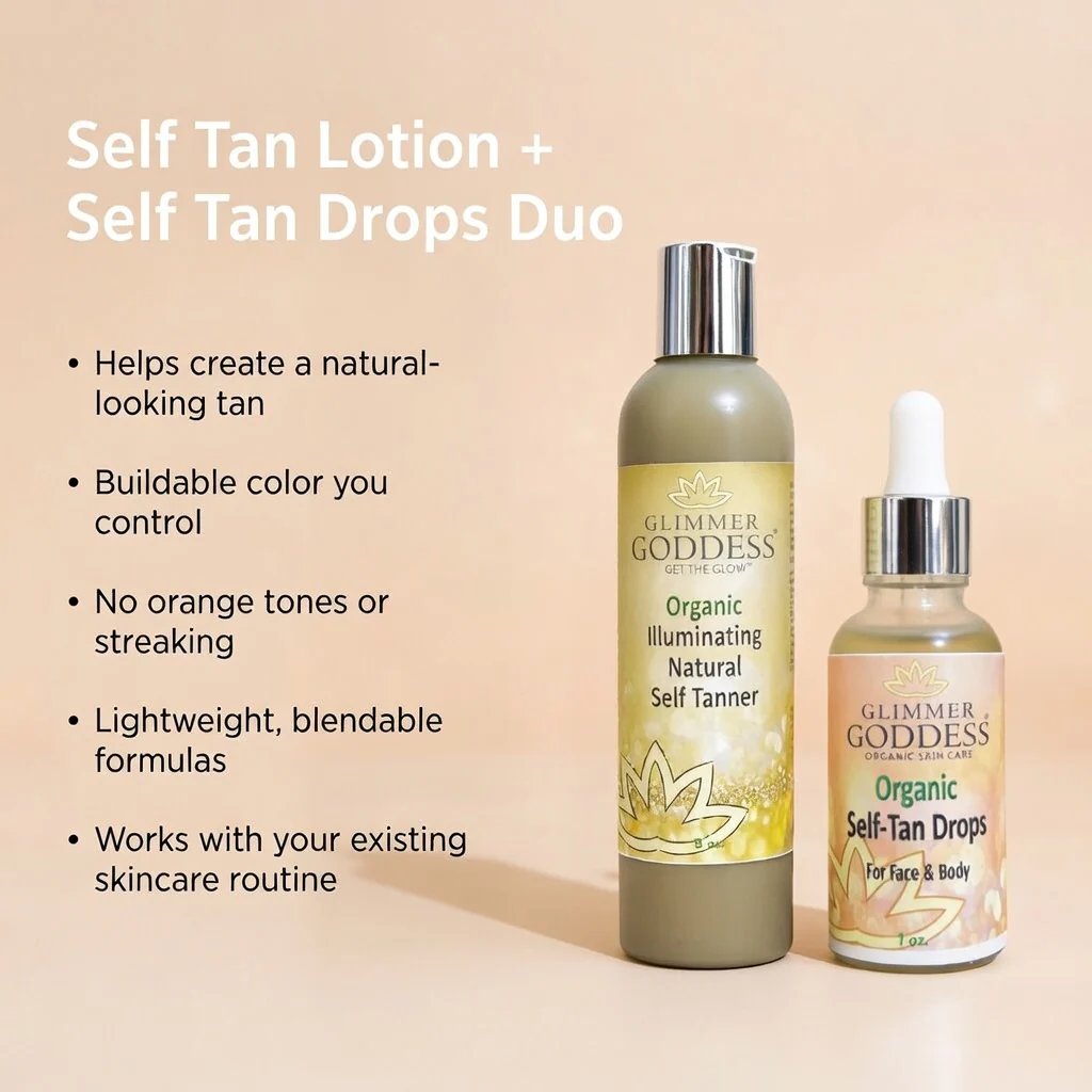 Organic Self Tanner & Self Tan Drops Bundle – Natural Sunless Tanning Kit - Image 3