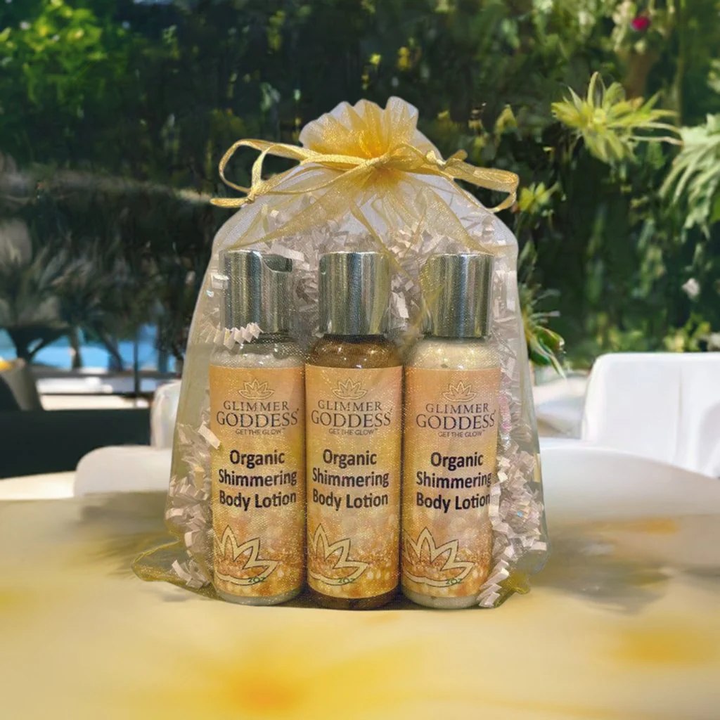 Organic Shimmer Body Lotion Travel Size Gift Set - Image 11